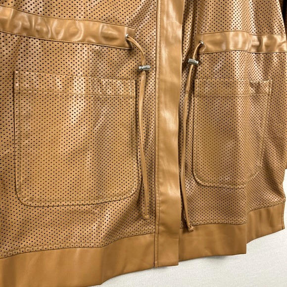 WYNNELayers Collection Vegan Leather Jacket Womens M Perforated Camel Brown - Picture 9 of 12